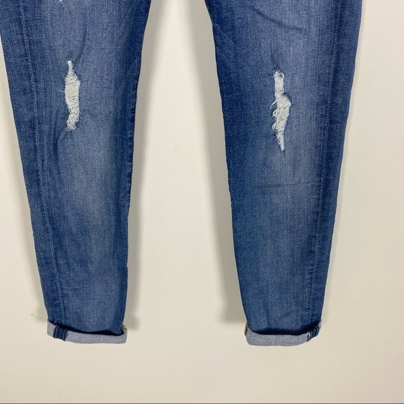 7FAM 7 FOR ALL MANKIND Josefina Skinny Boyfriend Jeans Distressed Size 26 Cuffed - Picture 4 of 9